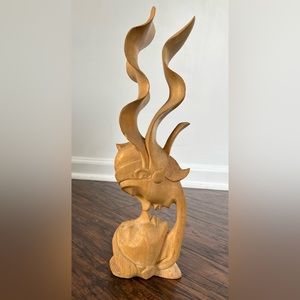 Balinese Hand Carved Vintage Wood Sculpture Two Figures Gorgeous